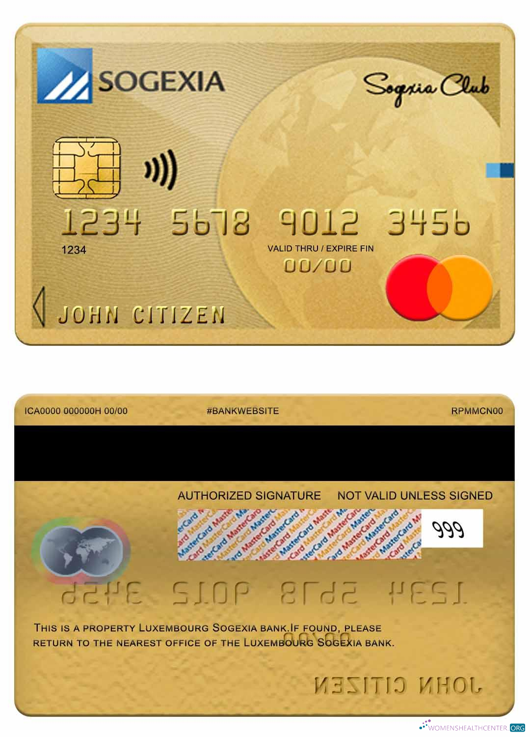 Download Luxembourg Sogexia bank mastercard Photoshop template